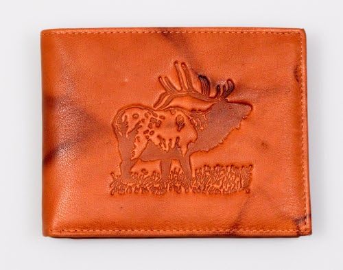 Портфейл-Портфейла от Тисненой Кожата Rico Bugling Elk Bull с Подарък Твърд Скоростна
