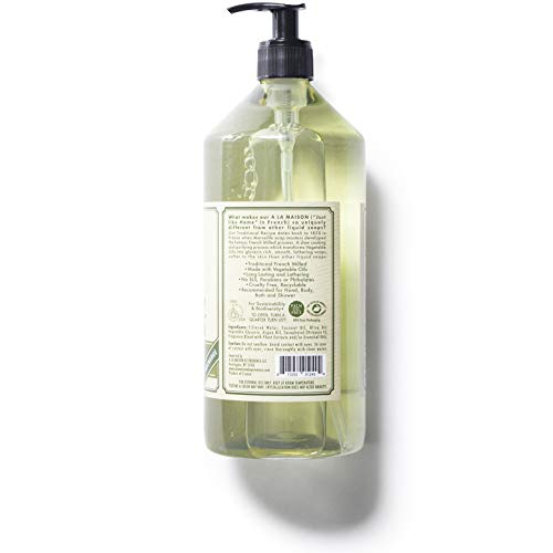 Течен сапун за ръце A LA MAISON Lavender Aloe - Естествен Овлажняващ сапун за ръце на Тримата Френски мелене (бутилка 33,8 унция)