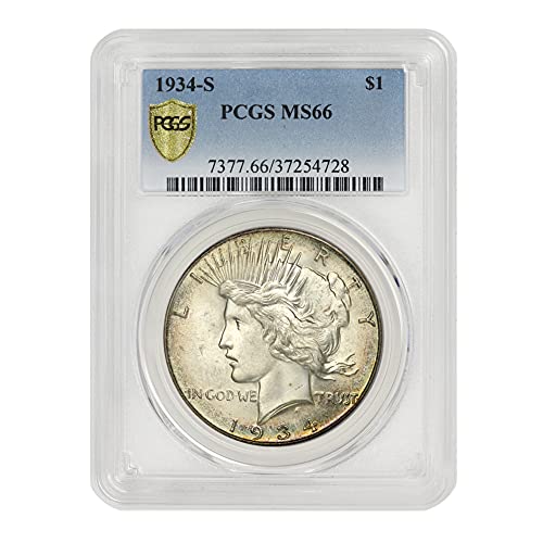 Американски сребърен долар на света MS-66 1934 г. освобождаването от CoinFolio $1 PCGS MS66