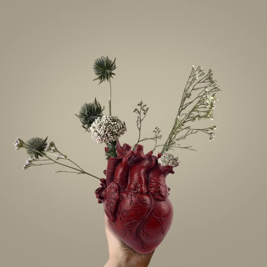 Декоративна Ваза във формата на Сърце Amatesay за цветя, Ваза във формата на Сърце от смола, Саксия, Анатомическое Украса във формата на Сърце, Креативна Ваза във форма ?