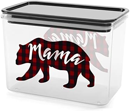 Контейнери за съхранение на багаж в клетка Мама teddy bear, прозрачна пластмасова кутия с капак, за многократна употреба, контейнери за кухненски зърнени храни, закуски