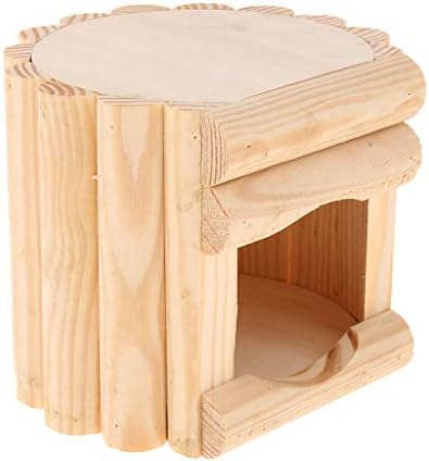 ＫＬＫＣＭＳ Дървена играчка-Къщичка за домашни Хамстери за морски свинчета, Кръгла
