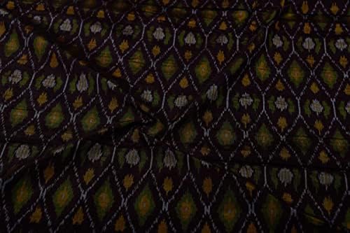 Дизайнерски количка Черен Зелен Жълт Геометрична в памучна Коприна тъкани Ikat за декоративно-приложни изкуства, занаяти, шевни и други проекти, Ширина 44 инча Опаков