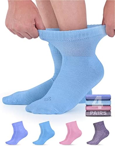 Doctor's Select Бамбукови Диабет чорапи За жени и Мъже - 4 Чифта Женски Диабет чорапи с Дължина до глезена | Бамбукови чорапи Дамски