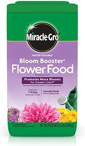 Miracle-Gro е Водно-разтворим храна за цветя Блум Помощник - Големи съцветия за ярки цветове, 5,5 килограма.