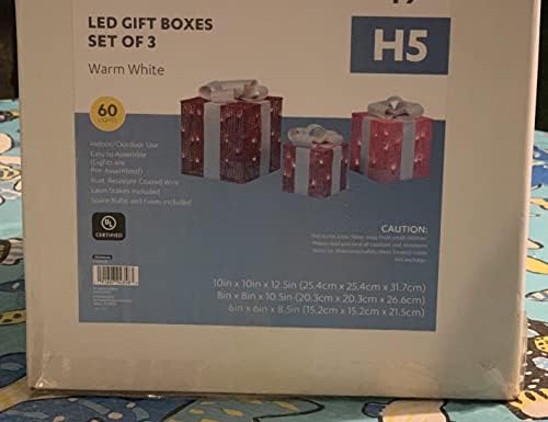 Коледен Набор от Романтични Червено-Розови подарък кутии с led осветление от 3