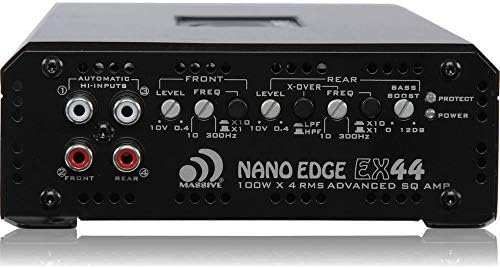 Massive Audio EX4R - 4800 W, 800 W RMS x 4, Серията Nano Edge, 4-канален Авто аудиоусилитель Mega, Различното влизане и преминаване X10, led скоба