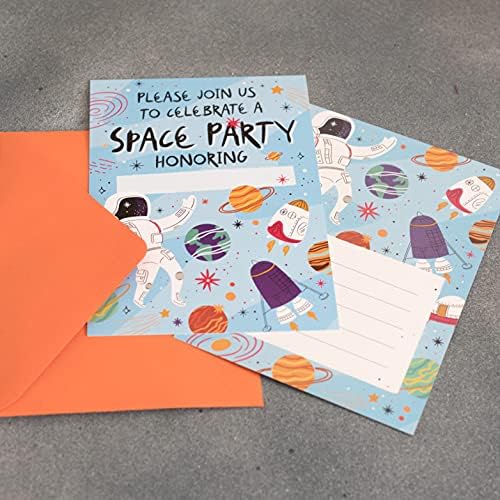 Joyful Toys Космически покани на рожден Ден в пликове, Опаковки от 20 карти | Happy Birthday Invites 5 x 7 - идеални за украса на парти