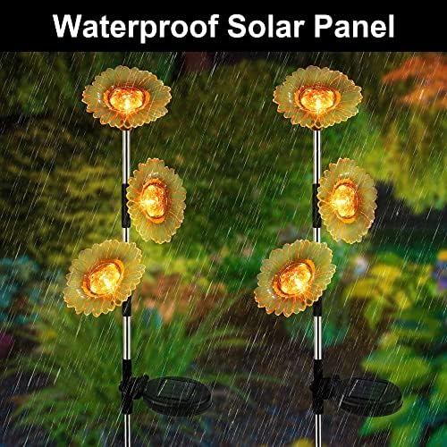 Соларни лампи Glintoper, 2 комплекта Външни Декоративни осветителни тела под формата на Слънчогледи, 30-Цолови Водоустойчив Градински Фигурки на слънчеви Батерии с 6 цве