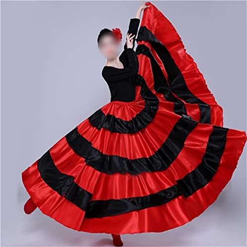 Женски Танцов костюм за фламенко, Испанска Класическа пола за традиционния цигански танц, пола-люлка, костюми за корема (Цвят: цвят