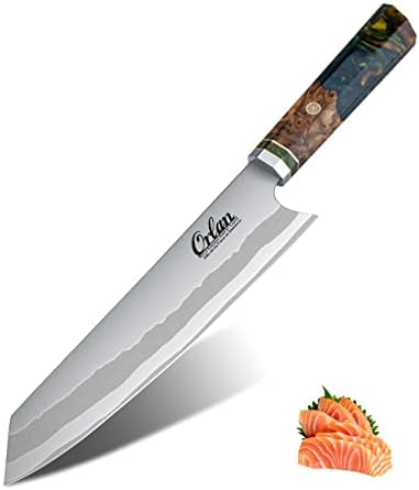 Нож на главния готвач Orlan - 8-инчов с Кухненски готвач - Японски нож от неръждаема стомана VG10 - Професионален дамасский нож на