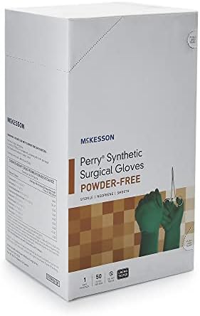 Синтетични Хирургически ръкавици McKesson Perry Performance Plus, Стерилни, Без прах, тъмно-зелени, Размер на 7,5, количество 50 броя,