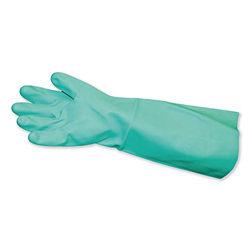 Удароустойчив ръкавици от химически устойчиво Нитрил без подплата, с дълги ръкави ИМП Proguard 8225M, Средно Зелен, 22 mils