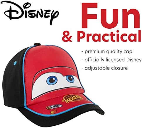 Капачка на Disney Pixar за момчета Колите Светкавица Маккуин - бейзболна шапка с чаша буталото (за деца / Момчета), Размер 4-7, Синя тапицерия
