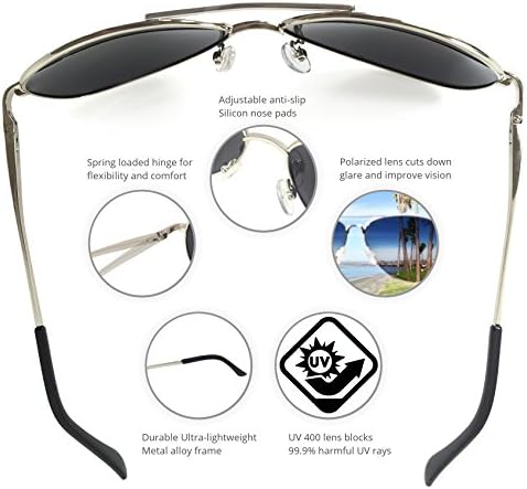 Класически слънчеви очила-авиатори J + S премиум-клас на военната стил, Поляризирани, със защита от uv