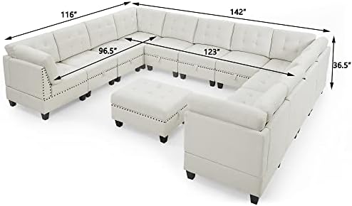 Melpomene 142 U-Образна форма на Секционни диван от шенилна, Комбинация от Направи си сам включва в себе си 7 Едноспални