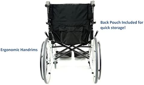 Ергономична инвалидна количка Karman Ergo Полет с быстроразъемными осите на 16-инчов седалка, черно-сребриста рамка