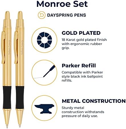 Дръжки Dayspring | Комплект писалки и моливи Monroe. Подаръчен комплект от 18-каратово злато.