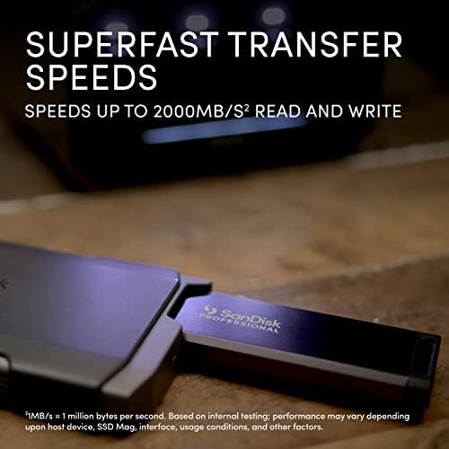 Пясъци Professional 2TB PRO - Преносим модулен твърд диск NVMe SSD скорост на предаване на данни до 2000 Mbit/сек, USB-C, USB 3.2 генерал