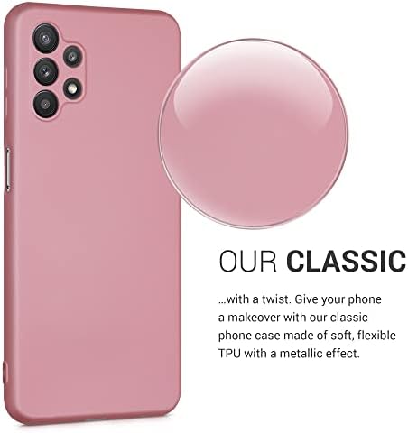 Калъф kwmobile TPU, Съвместим с Samsung Galaxy A32 5G - Мек е Елегантен и Гъвкав Защитен калъф За вашия телефон - Метална Розово злато