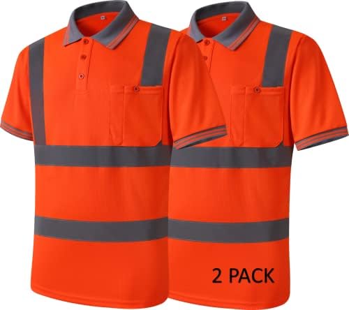 Защитно риза с къси ръкави HATAUNKI, 2 опаковки, Оранжева, Със светоотражением, Риза с къс ръкав за строителни работи Повишена