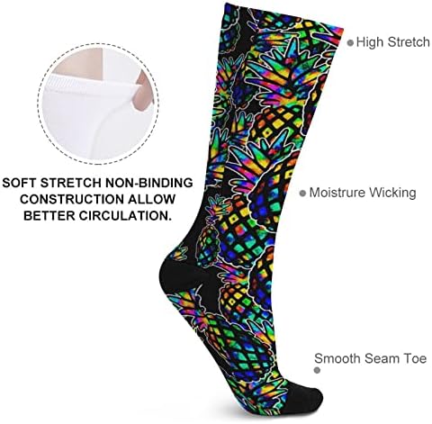 Кошмарен Чорапи с Цветни Блокчета Ананас, Спортни, Високи Чорапи, Чорапи-Тръба за Тийнейджъри и Възрастни