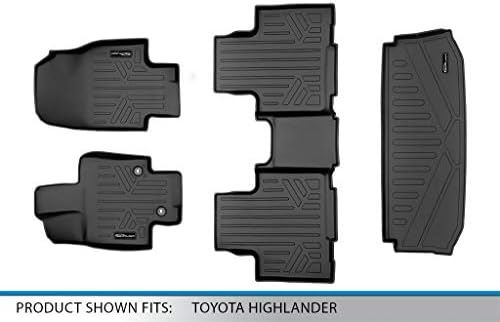Постелки за пода SMARTLINER 2 броя и карго подложка за 3 до Съвместими с Toyota Highlander 2020-2022 година на издаване (подходящ само за хибридни модели със събуфер в товарния отсек)