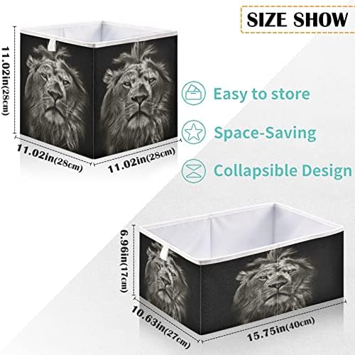 visesunny Кошница за шкаф с 3D принтом Лъв и животни, Кутии за съхранение, Кърпа Кошница за Организиране на Рафтовете, Сгъваеми