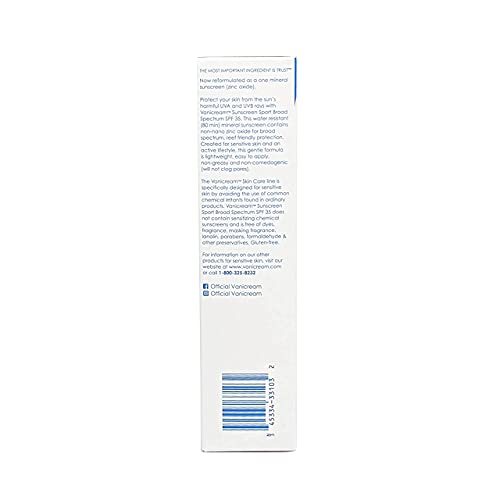 Спортен слънцезащитен крем Vanicream, Spf 35, 3 грама (опаковка от 2 броя)