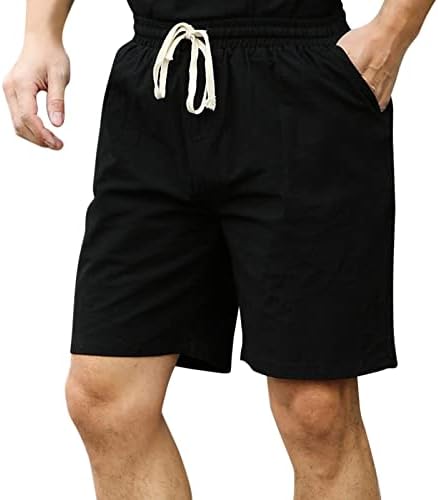 Шорти BEUU памук бельо за мъже еластичен колан с завязками с асамблеи разходки на къси панталони-бермуди ежедневни летни плажни шорти