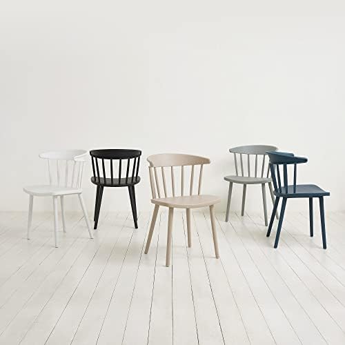 Дома Здрав модерен самосборный пластмасов стол пастелни тонове със седалка и рамка за кухня, трапезария, спални, комплект от 4 стола (черен)