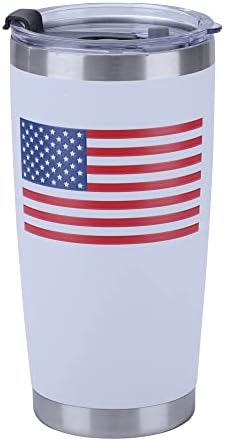 Утайка от Пътна Чаша с американския флаг от Неръждаема стомана IYASA - Чаша с Надпис - Двойно Изолирано Сламена шапка и Слама