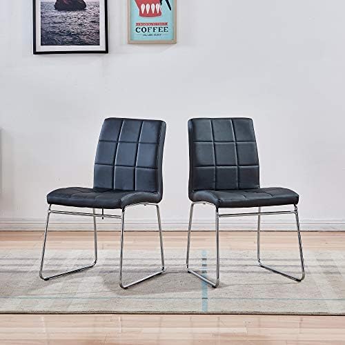 Модерни Трапезни столове от изкуствена кожа за вътрешна употреба, Удобен Кухненски столове с Хромирани крака за кухня, Хол, Спалня,