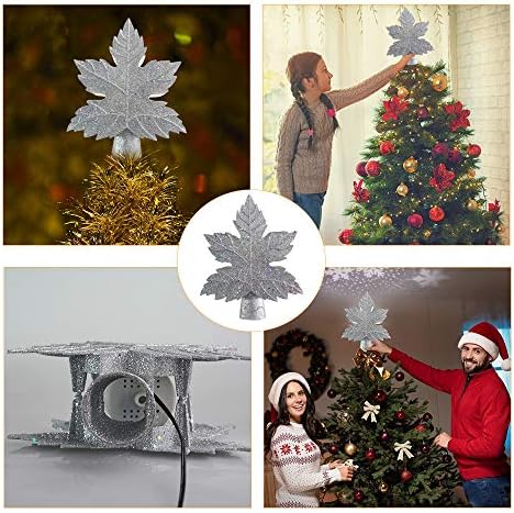 РАЗВИ-US Коледа Коледа в цилиндър с проектор под формата на Снежинки, 10-инчов 3D Сняг лампа на върха на дървото, Пенливи Украса на Коледна елха за Коледа на Празнични п
