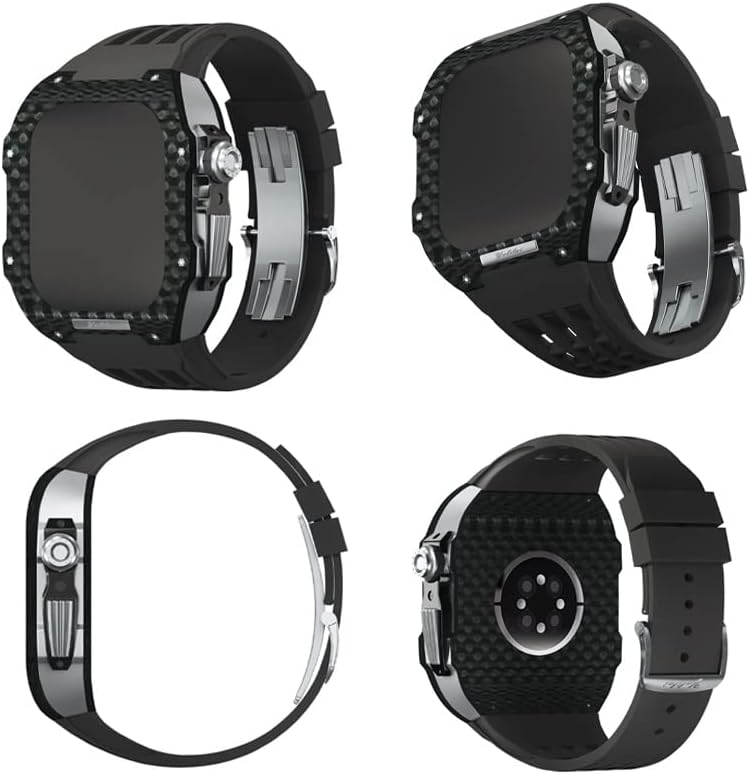 Калъф-каишка CNHKAU от въглеродни влакна за Apple Watch серия Band 44/45 мм, комплект за промяна на гумена каишка, съвместима с подобрена модификация на Iwatch 8 7 6 5 4 SE Series (Цвят: 11, р?