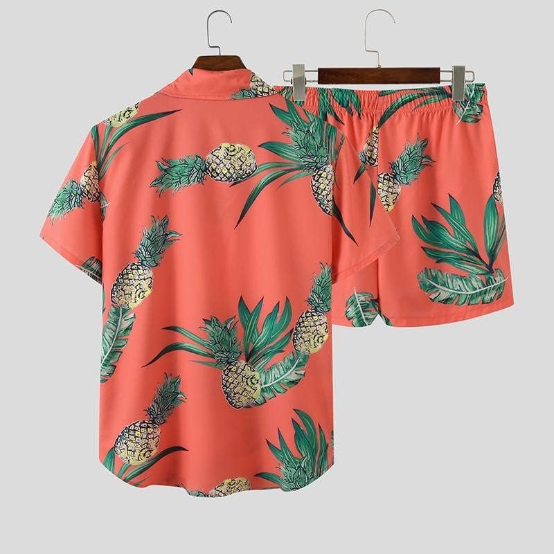 GPPZM Летни мъжки комплекти с принтом, риза за почивка на плажа с къс ръкав и Ревери, Ежедневни Панталони, Мъжки хавайски костюм, градинска облекло от 2 теми (Цвят: A, Раз