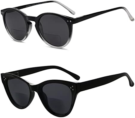 Eyekepper Спестете 10% на 2 опаковки бифокальных слънчеви очила Sunshine Readers Oversize Round Cat Eye Black + 2.50