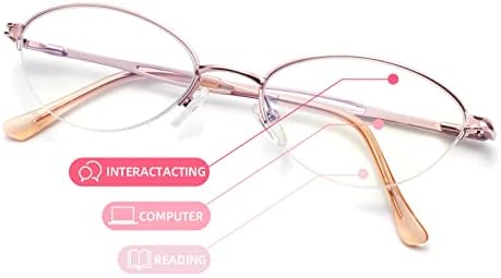 Овални прогресивно многофокусные очила за четене LianSan за жени, метална дограма, ретро-сини четци, блокер светлина, с пружинным тръба