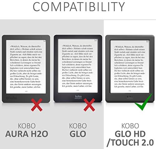 калъф kwmobile, съвместим с Кобо Glo HD/Touch 2.0, текстилен калъф за четец на електронни книги в стила на книгата, панти калъф-за