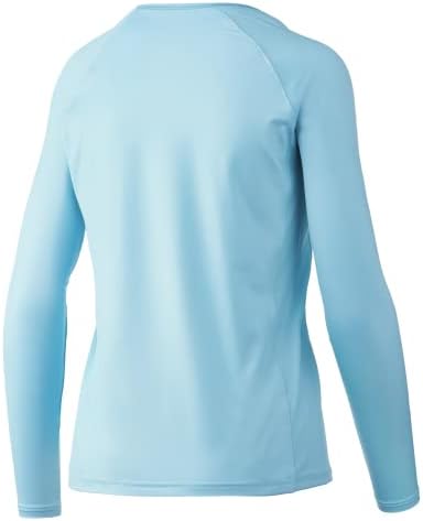Дамски стандартна риза за изпълнения с дълъг ръкав HUK Pursuit + Защита От Слънцето, Синьото Сияние, X-Small