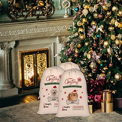 Забавни Чанти Дядо Коледа Vizsla, Персонални Чанти за Коледни Подаръци от Плат за Кучета с Завязками, Коледна Чанта За Съхранение