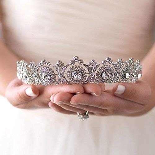 Aukmla Реколта Сватбена Тиара, Кралската Сватба на Короната, Сребърна Сватба Короната С Кристали, Античен Сватбена Прическа за жени и Момичета, M-Crown-002