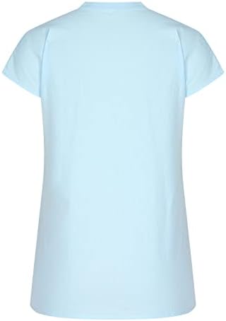 Модерно Бельо Тениска за Жени с V Образно деколте и Къс Ръкав Копчета, Върхове, Обикновен Свободни Ризи 2023, Летни Блузи