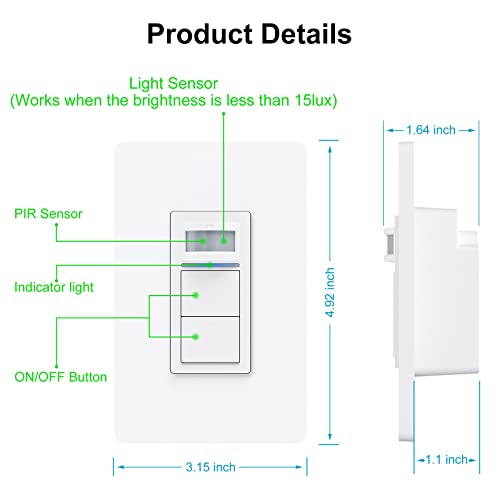 Превключвател датчик за движение Milfra WiFi, Ключ сензор за присъствие Smart PIR, Превключвател датчик за движение 2 gang,