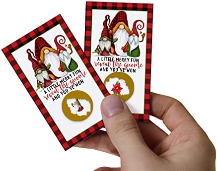 Скреч карта Весело джудже (30 броя) За игри за Коледно парти - Празничен лотариен билет - Награди за групата на тегленето - Червено и черно