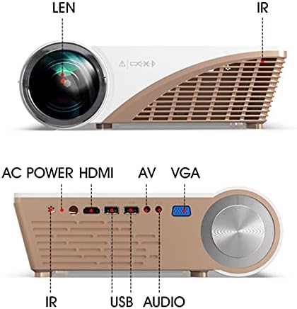 KXDFDC S6P Поддръжка на 1080P led проектор 4000 Лумена Съвместим USB VGA AV Преносим Проектор за кино с подарък (Цвят: