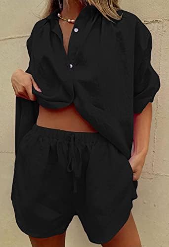 Жена комплект дрехи Fixmatti от 2 теми, Летен Топ с къс ръкав и къси Панталони, Спортен Костюм
