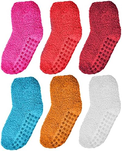 Дебра Weitzner 6 Чифта Топли Пухкави Чорапи за деца с Захватами - Нескользящие Чорапи-Чехли за деца