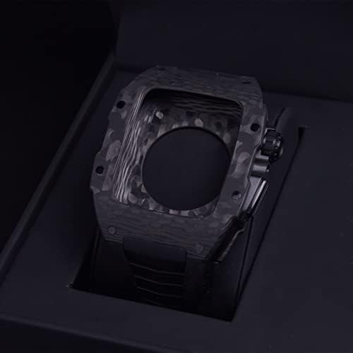 AEMALL Калъф, изработени от въглеродни влакна в спортен стил, моден комплект за Apple Watch Series 8 45 мм, лесен каишка за iWatch 7 6 SE 5 4 Series 44 мм, аксесоари Направи си сам (Цвят: BG-B-U, р