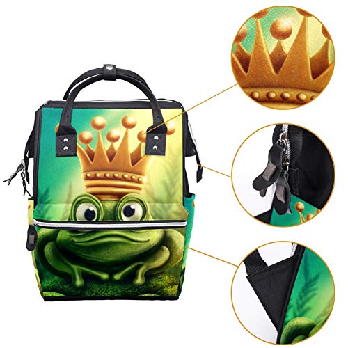 Раница-чанта за Памперси LORVIES Смешни Frog King Crown, Многофункционална Чанта За Пътуване с Голям Капацитет